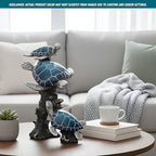 Triple Sea Turtle Statue – Ocean Decor Figurine with Coral Reef Base | Coastal Tabletop Accent in Bronze, Silver & Pacific Blue | Beach House Nautical Room Decoration (9.5" x 7.25") - Image 2
