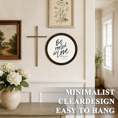 CFFJLHN Christian Bible Verse Wall Art Decor, Religious Be Rooted in Love Scripture Biblical Round Hanging Wall Decor for Home Bedroom Living Room Church Prayer Room Office, 10x10 Inch - Image 5