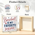 TOUNER Baseball Is My Favorite Season Wooden Box Sign Funny Game Day Decor - Image 2