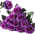 Nubry Artificial Silk Roses, 10Pcs Lifelike Fake Rose Bouquet, Purple Faux Flowers for Home Office Decor, Table Centerpiece, Wedding, Birthday Gift & Anniversary by Nubry