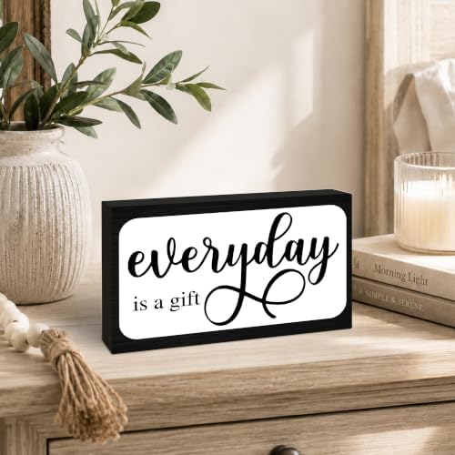 3x5 Inspirational Wooden Block Sign, Everyday Is a Gift, Black - Image 4