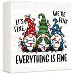 Christmas Decorations Everything Is Fine Christmas Gnome Wood Box Sign by GUDIO