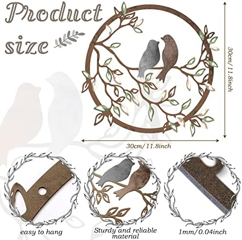 Ferraycle Metal Wall Art Bird Branches Hanging Ornament, Dark Color - Image 2
