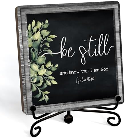 Home Decor, Farmhouse Be Still And Know That I Am God Shelf Decor For Living Room, Christian Gifts For Women Men, Entryway Tv Stand Fireplace Mantle Coffee Table Decoration (Still-13) by JUSITAKEET