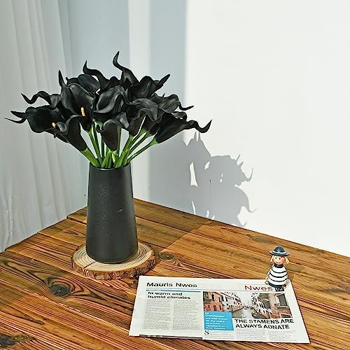 ONLY ART Artificial Black Calla Lily 20pcs – 13.5" PU Faux Flowers with Flexible Stems, Soft Texture, for New Year and Valentine's Day Home, Wedding & DIY Decor - Image 3