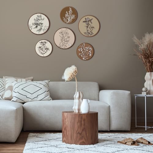 Barydat 6 Pcs Boho Wooden Plant Wall Art Decor,Vivid Round,8 Inch, 10 Inch - Image 3