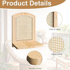 Rattan Shelf Set of 2, 9.8''Natural Wood Rattan Shelf with Wicker Decor, Boho Wall Decor Small Floating Shelves for Plant Figurines Nick Knack Display, Mini Shelves for Living Room Nursery Bedroom - Image 6