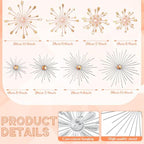 Blulu 8 Pcs Orange Metal Wall Art Cast Iron Starburst Wall Decor Bling Crystal Sculptures Living Room 3D Teardrop Radial Rhinestone Hanging Diamond Accents for Home Office Bedroom Entryway - Image 2