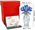 Blue Crystal Glass Rose Flower Paperweight Table Centerpiece Decor - Image 6