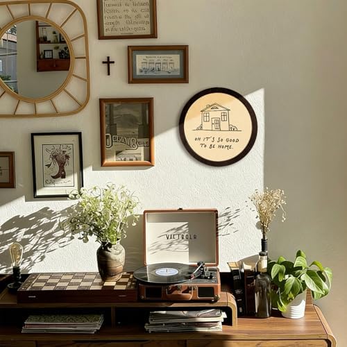CFFJLHN Rustic Farmhouse Wall Art Decor, Oh It's So Good to Be Home Motivational Neutral Minimalist Round Hanging Wall Decor for Home Bedroom Living Room, 10x10 Inch - Image 3