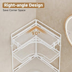 VITVITI 3 Tier Corner Bathroom Counter Organizer, Bathroom Countertop Organizer Storage for Sink, Metal Mesh Makeup Organizer for Vanity Countertop Kitchen with Hooks, White - Image 2