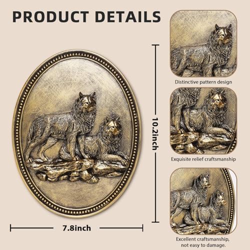 Vintage Wolf Wall Sculpture,Antique Wall Decor,Retro Art Wolfs Sculpture - Image 3