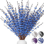 10Pcs Blue Jasmine Flowers 29.5" Artificial Pussy Willow Branches for Vase by Wolpark