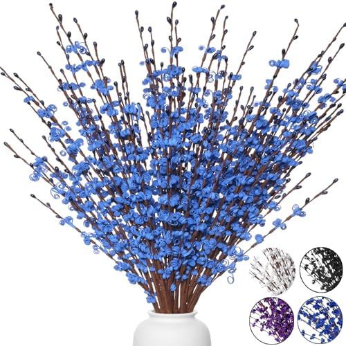 10Pcs Blue Jasmine Flowers 29.5" Artificial Pussy Willow Branches for Vase by Wolpark