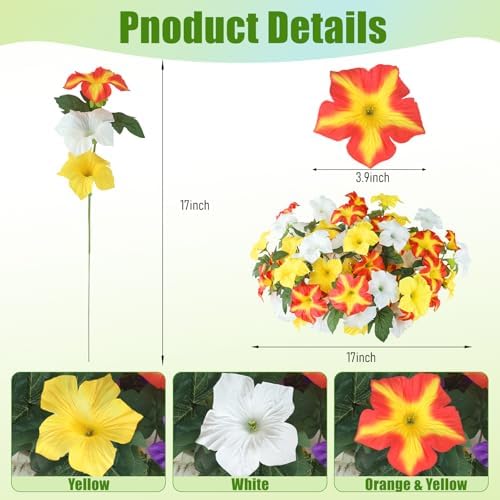 Uieke 24PCS Artificial Outdoor UV Resistant Faux Petunias Fake Fall Flowers - Image 3
