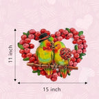 HONGLAND Heart Berry Wreath Lovebird Metal Wall Decor - Image 2