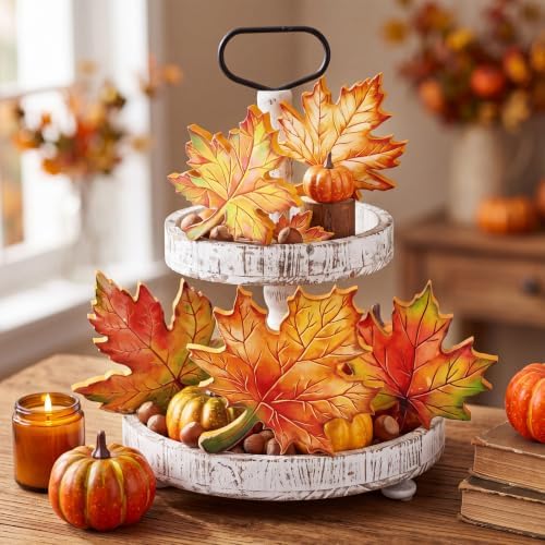 5 Pcs Fall Maple Leaf Block Signs, Wooden Thanksgiving Table Decor - Image 4