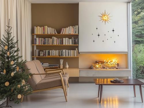 Stylor Mid Century Modern Decor, Mcm Retro 3D Star Art Wall Sculpture, Plastic Starburst Decor, Vintage Celestial Whimsigoth Home Decor Accent. (Set of 6, Black) - Image 6