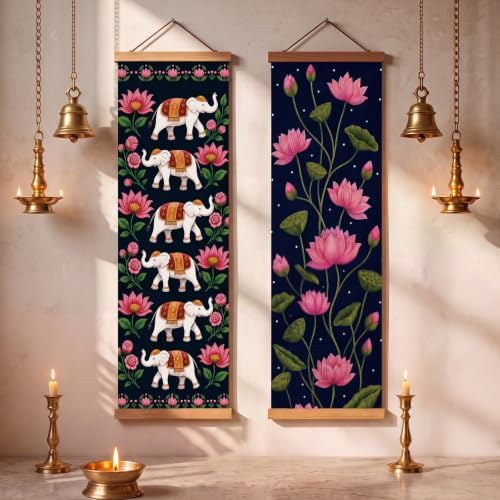 Gilprop 2 Pcs Indian Wall Art Hanging for Diwali Navratri Pooja Decoration - Image 3