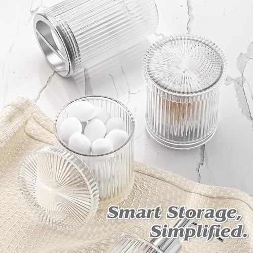 BSSN Glass Bathroom Accessories 5 Pcs, Clear Bathroom Set, Soap Dispenser, Toothbrush Holder Set, Tumber, Qtip Holder Set, Vintage Bathroom Sink Set, Cute Bathroom Decor - Image 4