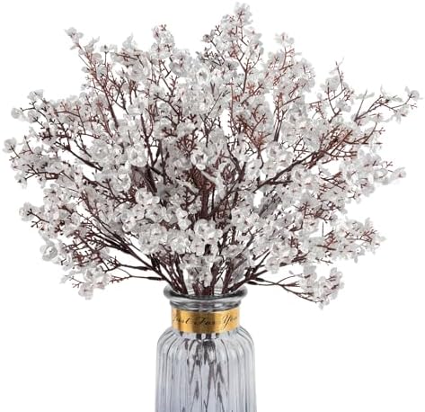 8Pcs Artificial Flowers Real Touch Babys Breath Silvery Flowers Decorations by HIAGROW