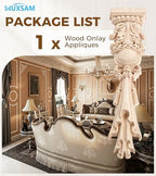 1Pc Wood Carved Appliques Onlays Unpainted Carving Decals Mouldings Trim - Image 5