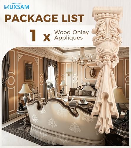 1Pc Wood Carved Appliques Onlays Unpainted Carving Decals Mouldings Trim - Image 5