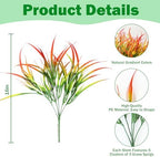 Uieke 28 Bundles Artificial Outdoor Plants UV Resistant Fake Grass Plants Faux Plastic Plants for Home Garden Spring Summer Decor, Green & Red - Image 3