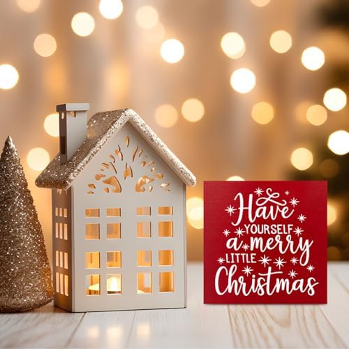 Have Yourself A Merry Little Christmas Decor, Merry Christmas Decor for Home, Cute Xmas Decorations for Table, Funny Xmas Decorations Sign 5 x 5 inches - Image 5