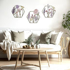 Peryiter 3Pcs Metal Flower Wall Decor Minimalist Floral Hanging, Colorful - Image 4