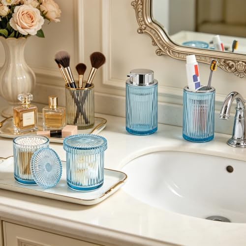 4pcs Blue Glass Bathroom Accessories Set - Image 2