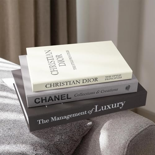 1DOT2 Decorative Books Set of 3, Black-Gray-Beige Luxury Coffee Table Books - Image 7