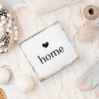 Home Sign, Home Signs for House Decor, Welcome Sign, Rustic Farmhouse Desk Decor Wood Block Box Plaque for Living Bedroom Room Wall Shelf, Housewarming Gifts, 8x8inch - Image 6