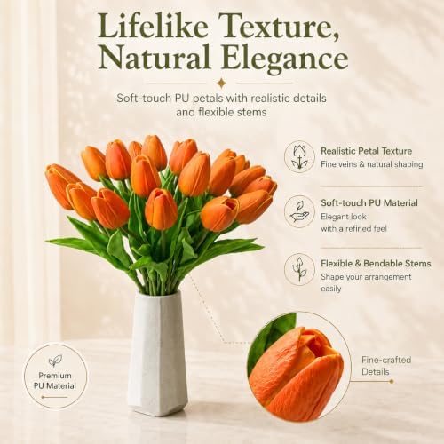 Mandy's 20pcs Artificial Orange Tulips - Image 2