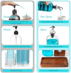 Glass Mouthwash Dispenser for Bathroom, 16 OZ Mouthwash Dispenser with Pour Spout and Acacia Wood Cup Holder and Tray, Mouth Wash Bottle Container, Farmhouse Kitchen Bathroom Decor and Accessories - Image 4