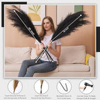 7 Pcs 45" Faux Pampas Grass – Fluffy Artificial Pompous Grass for Tall Floor Vase, Non-Shedding Home Decor, Boho Wedding Flowers, Baby Shower Centerpieces, Bedroom & Living Room Decor (Black) - Image 2