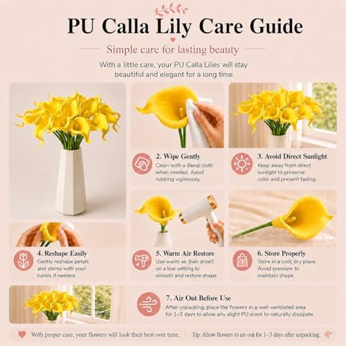 Mandy's 20pcs Pure Yellow Calla Lily Artificial Flowers - Image 6