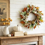 18 Inch Fall Wreath for Front Door Pumpkin Autumn Wreaths - Image 5