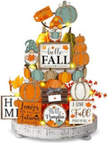 Fairysandy 21 Pcs Fall Tiered Tray Decor, Thanksgiving Table Sign, Pumpkin by FairySandy