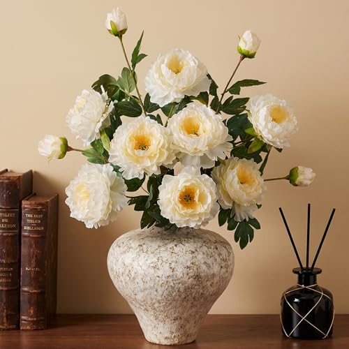 Silk Peonies Artificial Flowers, Champagne, 4PCS, 31.5'' Long Stem - Image 5