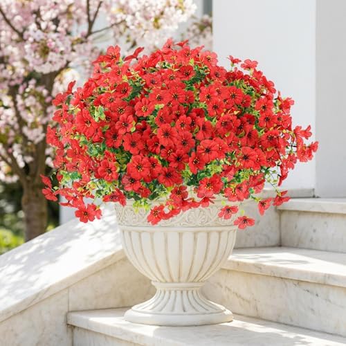 ATTGREAT Artificial Flowers for Outdoor UV Resistant Decor, 12 Bundles(Red) by WelcometoAttgreatWeHaveAlwaysFirmlyBelievedEndlessBloomsEndlessCreativity