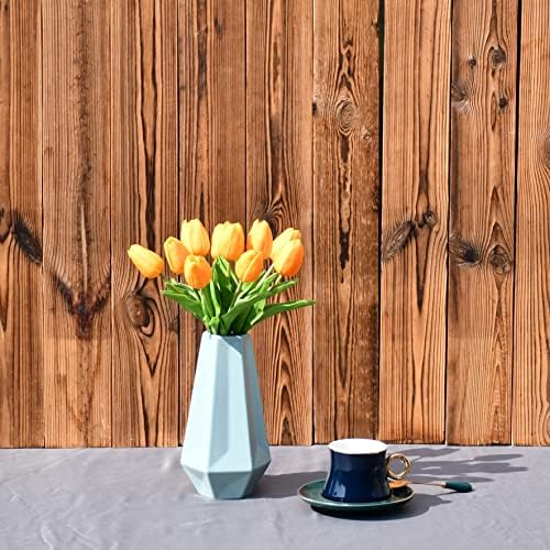 ONLY ART Artificial Burnt Orange Tulips 20 Pcs – 13.5 Inch PU Faux Flowers with Bendable Stems for Home Décor, Wedding Centerpieces, DIY Floral Arrangements, New Year and Valentine's Day - Image 3