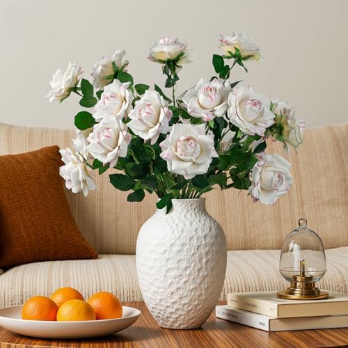 Artificial Flowers Artificial Roses Fake Roses 23.2In Long Stem Artificial Flowers for Tall Vase Silk Rose Suitable for Wedding Decor Valentine's Day DIY Bouquet Spring,Pattern White,20PCS - Image 4