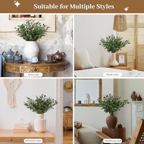 Leftover 12PCS 18Inch Faux Olive Branches for Vase,Artificia Tree Branches,Fake Plants,Greenery Stems,Eucalyptus Stems,Green Leaves for Centerpieces Decoration,Home Decor,Coffee Table Decor - Image 5