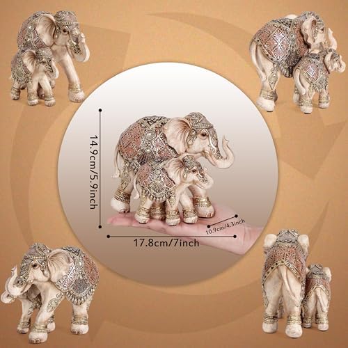 Elephant Mom and Baby Statue for Shelf Decor Gifts for Family&Friend - Image 2