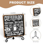 Funny Coffee Bar Decor, 5 x 5 Inch Wooden Desk Sign with Metal Stand - Image 2