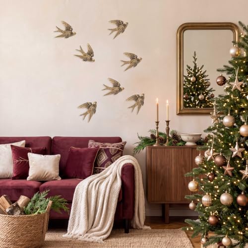 8 Piece Vintage Swallow Wall Decor, 4.7 Inch 3D Resin Bird Art Sculptures - Image 5