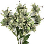 Artificial Lily Flowers, Vintage Fake Silk Flower Long Stems Stargazer Lilies Real Touch Faux Plants Tiger Bouquets for Home Decor Indoor Wedding Party Floral Arrangement DIY Decoration - Green 4 Pack by CATTREE