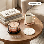 Lazebox Coasters Set of 8 for Drinks, 4 Inch Large Coasters for Coffee Table, Tabletop Protection for Hot & Cold Drinks, Versatile Coasters for Home Decor, Non-Slip & Easy to Clean, Orange - Image 2