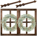 WAKOSAN Rustic Wood Window Frame Wall Decor with Wreath & Arrows by WAKOSAN
